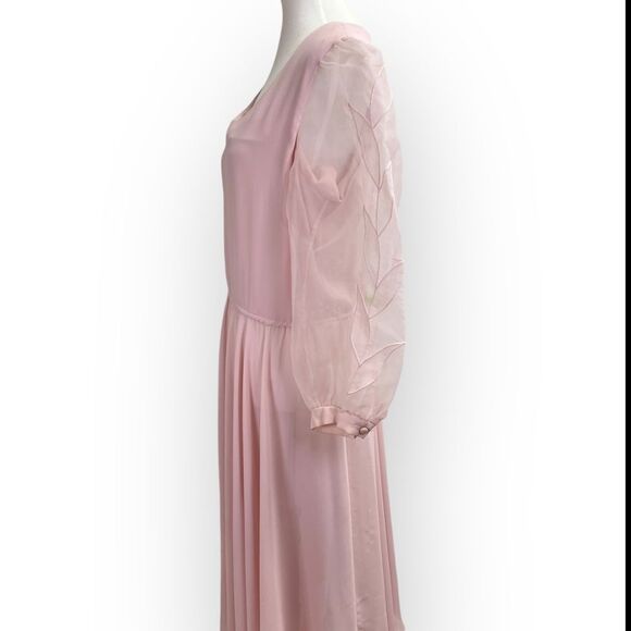 Vintage 1960’s Parnes Feinstein 3/4 sleeves pink midi dress. Retro party prom - Picture 6 of 11